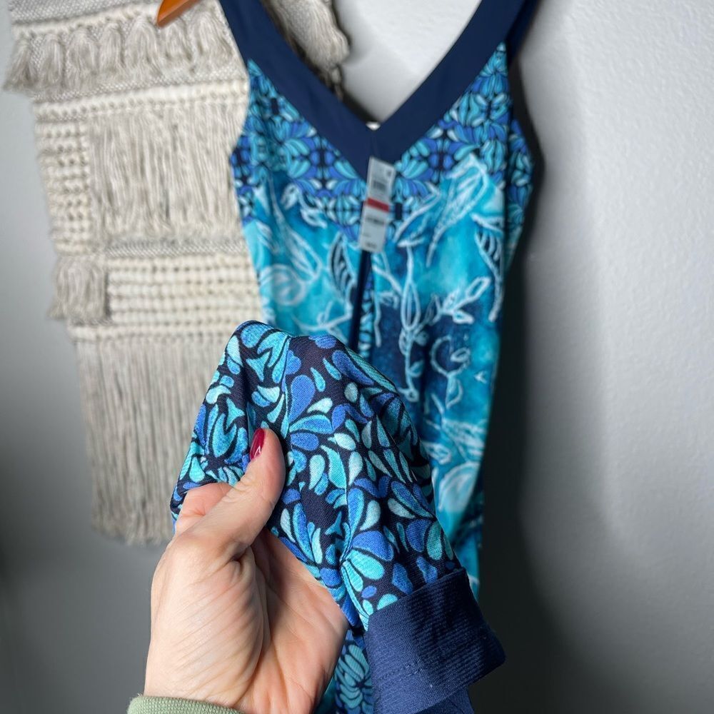 Style & Co. Blue Floral Print Watercolor Dress XS